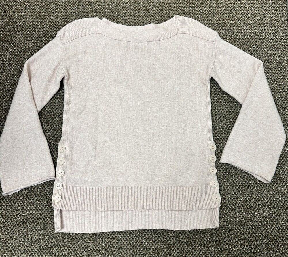 Catherine Malandrino Women’s Pink Hi-Lo Soft Sweater Buttons Stretch Size Small